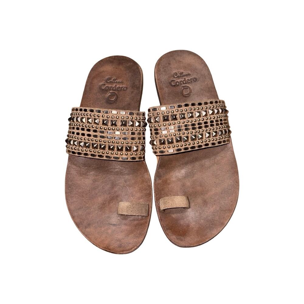 Calleen Cordero Tetra Brown Metal Studded Sandals   Size: US 9